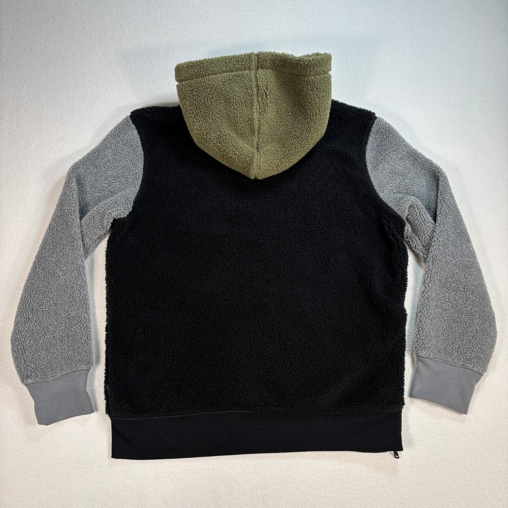 American Eagle Sherpa Hoodie Men's M Colorblock Fleece Pocket Drawstring - Picture 2 of 15